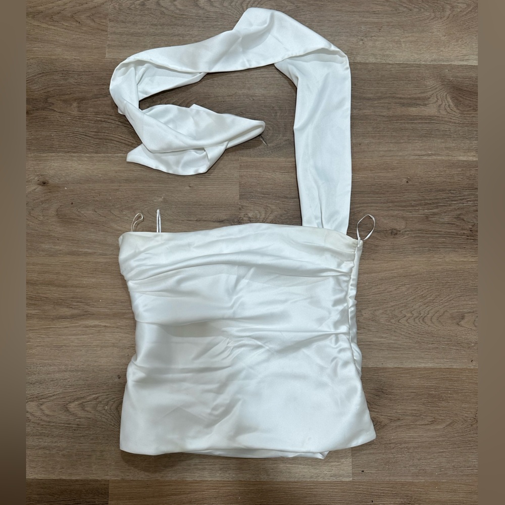 Zara White Strapless Satin Top